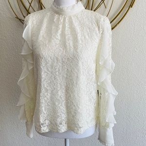 NWT Alice Blue Lace Ruffle Long Sleeve Blouse Shirt size Small
